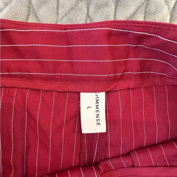 Stylish Asymmetrical Burgundy Striped Pants - Picture 8 of 10